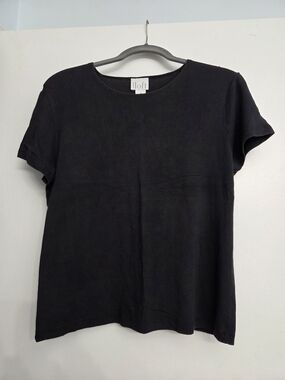 Ann Taylor Loft Black Short Sleeve Crewneck Tee